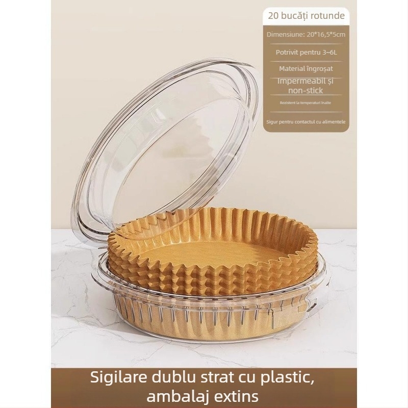 Hârtie de copt pentru air fryer și cuptor – absorbantă de ulei, acoperire cu silicon, pătrată, rezistentă la temperaturi înalte