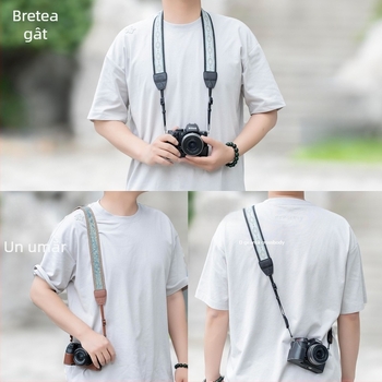 Bretea de aparat foto pentru camere fără oglindă, cu design dantelat; compatibilă cu Canon R50, Sony ZV-E10, Fuji XT50 și Nikon Z30; personalizabilă în funcție de mostră.