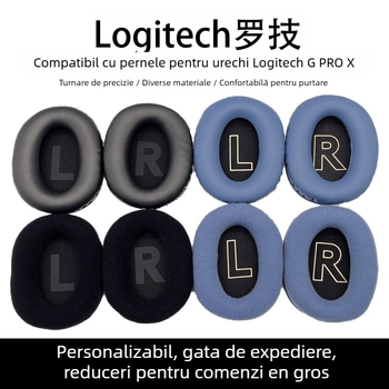 Carcasă din piele pentru căștile Logitech G PRO X – interior velur, husă cu burete pentru pernuțe urechi