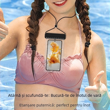 Geantă TPU impermeabilă pentru telefon cu ecran tactil, etanșă, pentru înot, scufundări și băi termale