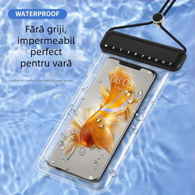 Geantă TPU impermeabilă pentru telefon cu ecran tactil, etanșă, pentru înot, scufundări și băi termale