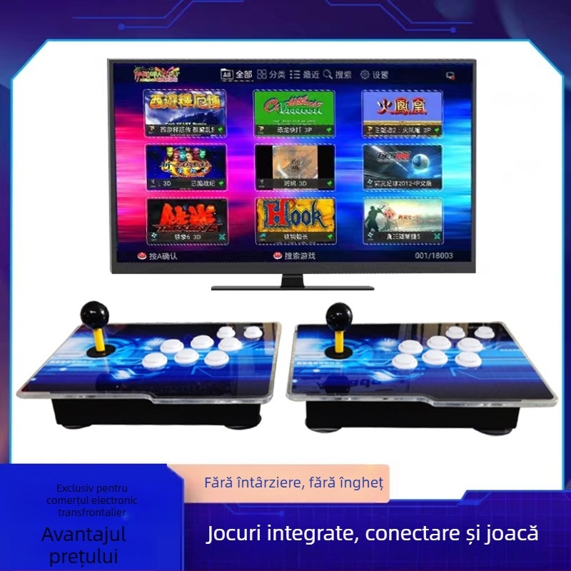 Consolă arcade nostalgică pentru doi jucători cu 64GB, Linux OS, software de joc original, compatibil PS3