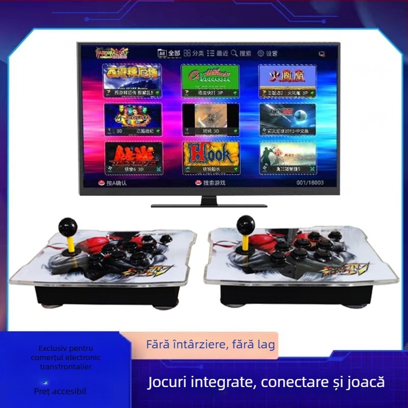 Consolă arcade nostalgică pentru doi jucători cu 64GB, Linux OS, software de joc original, compatibil PS3