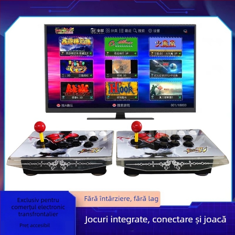 Consolă arcade nostalgică pentru doi jucători cu 64GB, Linux OS, software de joc original, compatibil PS3