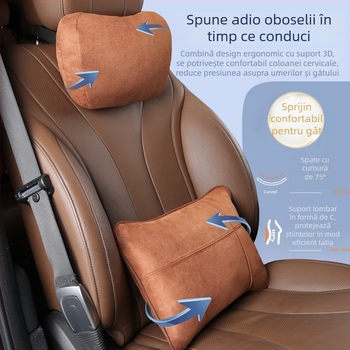 Perne pentru cap și lombar pentru mașină, umplutură DuPont Cotton, husă exterioară din bumbac 100%, model solid, rezistență la flacară 100