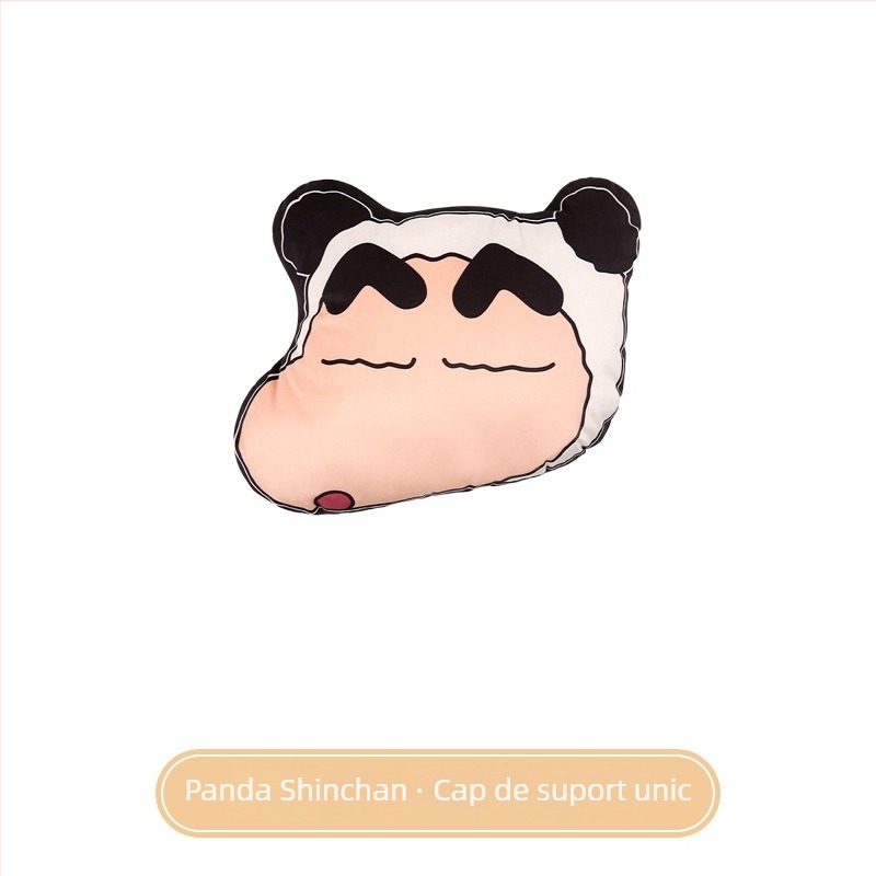 Set de perne pentru cap și lombară pentru mașină cu pernă de gât – stil desen animat, universal pentru toate anotimpurile, exterior pluș artificial, umplutură fibră sintetică