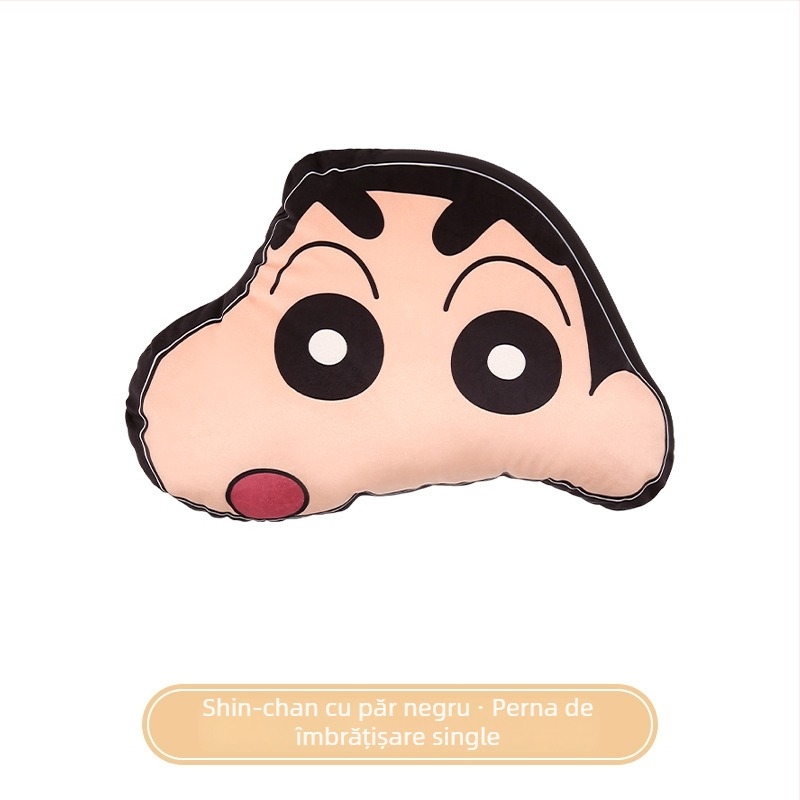 Set de perne pentru cap și lombară pentru mașină cu pernă de gât – stil desen animat, universal pentru toate anotimpurile, exterior pluș artificial, umplutură fibră sintetică