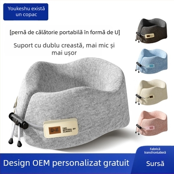 Pernă de călătorie în formă U, cu spumă cu memorie, revenire lentă, nucleu din fibre de poliester