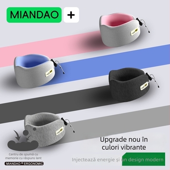 Pernă de călătorie în formă U, cu spumă cu memorie, revenire lentă, nucleu din fibre de poliester