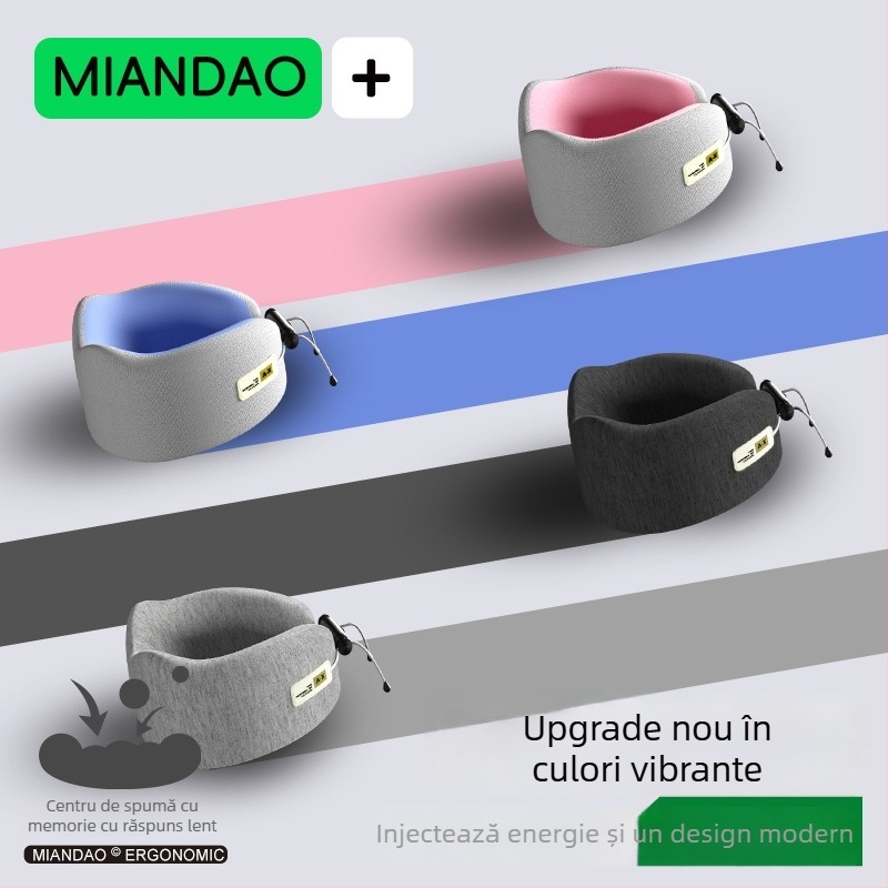 Pernă de călătorie în formă U, cu spumă cu memorie, revenire lentă, nucleu din fibre de poliester