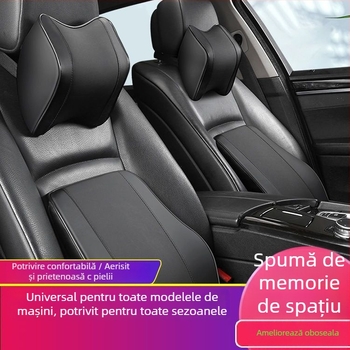 Perne pentru cap și suport lombar auto cu memory foam — Piele artificială, Pentru toate sezoanele, Compatibil cu toate marcile de mașini, Stil simplu