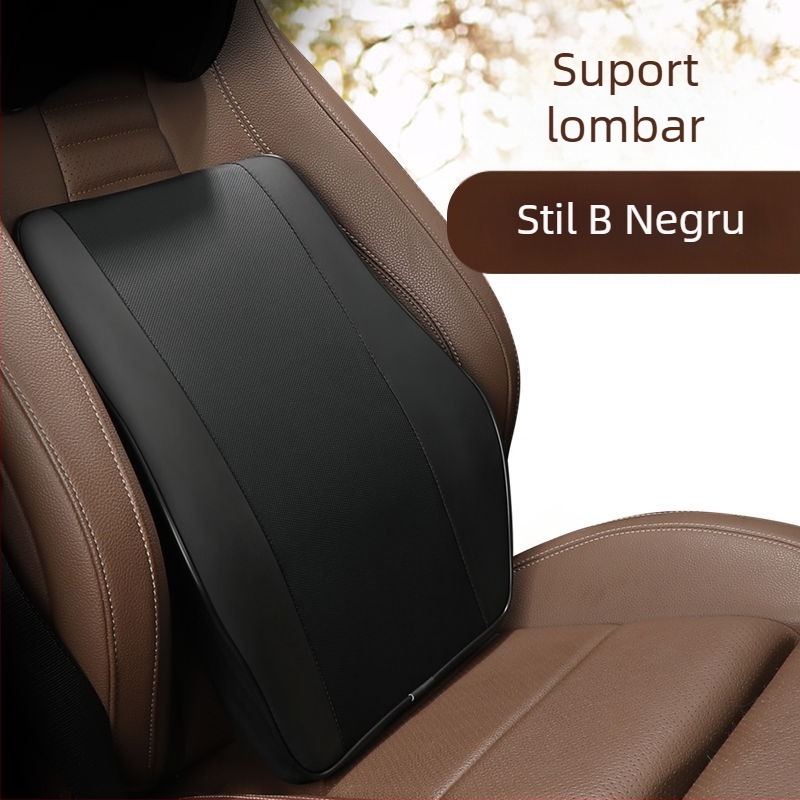 Perne pentru cap și suport lombar auto cu memory foam — Piele artificială, Pentru toate sezoanele, Compatibil cu toate marcile de mașini, Stil simplu