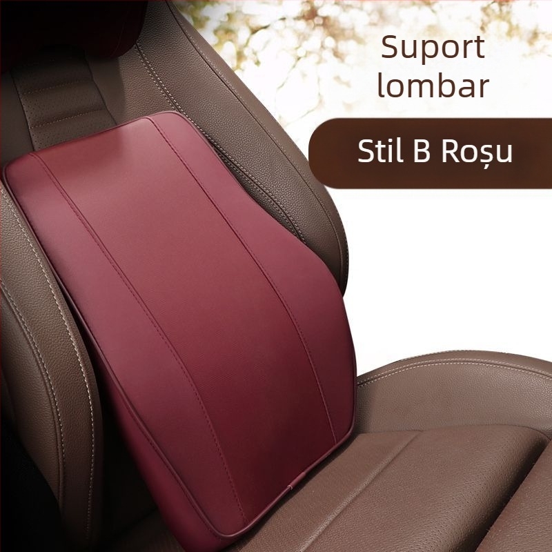 Perne pentru cap și suport lombar auto cu memory foam — Piele artificială, Pentru toate sezoanele, Compatibil cu toate marcile de mașini, Stil simplu