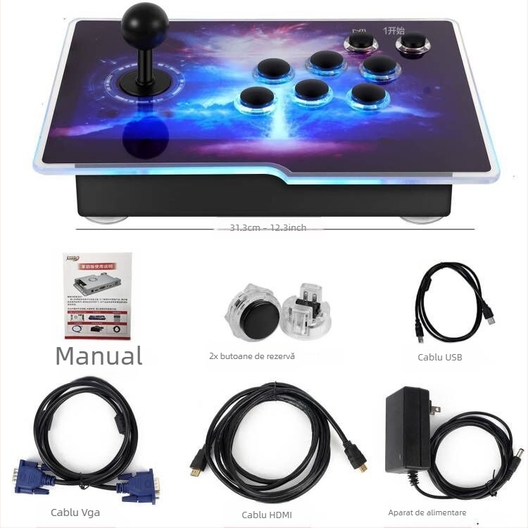 Consolă de jocuri nostalgică pentru televizor pentru doi jucători, cu software original, 16GB memorie, controlere cablate și fără fir, model SST01