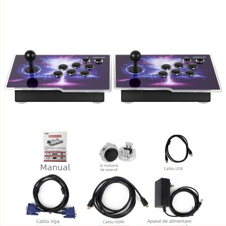 Consolă de jocuri nostalgică pentru televizor pentru doi jucători, cu software original, 16GB memorie, controlere cablate și fără fir, model SST01