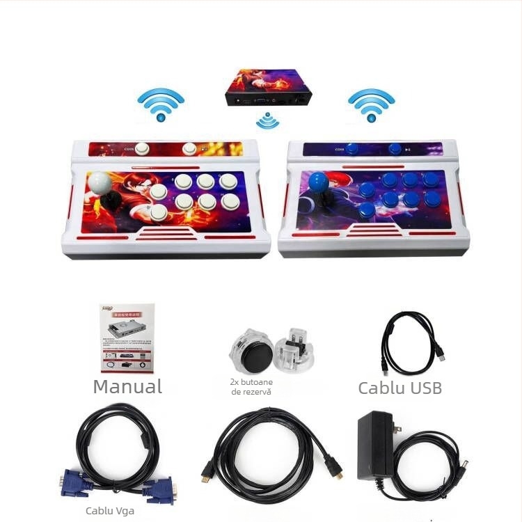 Consolă de jocuri nostalgică pentru televizor pentru doi jucători, cu software original, 16GB memorie, controlere cablate și fără fir, model SST01