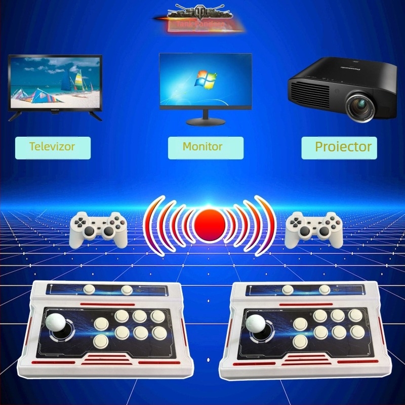 Consolă de jocuri nostalgică pentru televizor pentru doi jucători, cu software original, 16GB memorie, controlere cablate și fără fir, model SST01