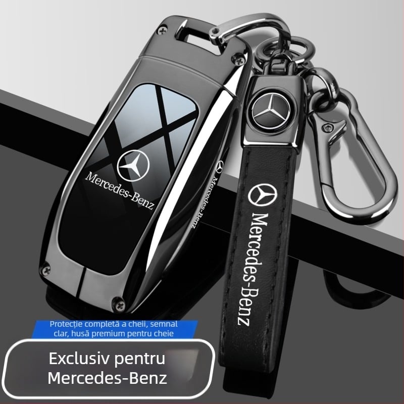 Carcasă pentru cheie Mercedes-Benz pentru C260L, E300L, GLC, A200L, GLB – aliaj de zinc, stil premium