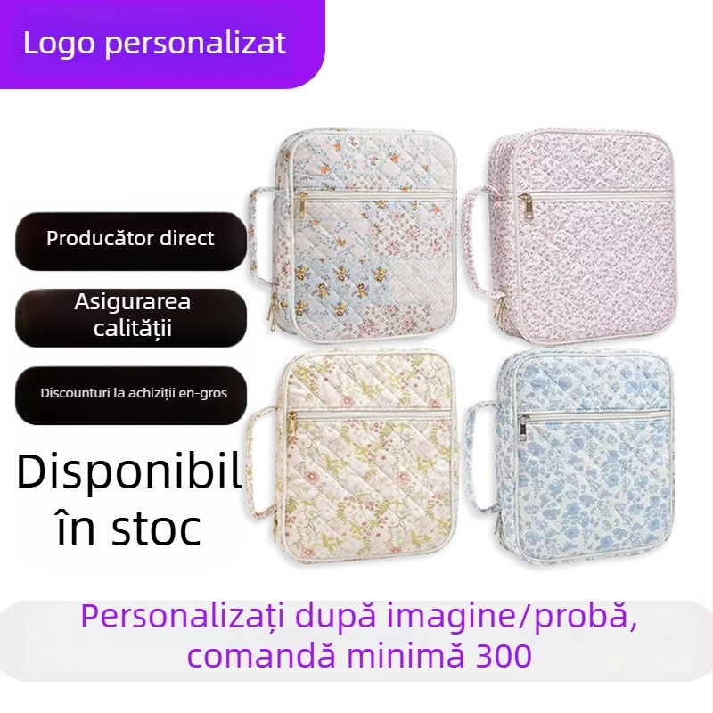 Geantă de depozitare pentru machiaj – Model floral, Material din bumbac și in, Căptușeală din poliester, Pentru depozitare acasă, Lansare primăvara 2025