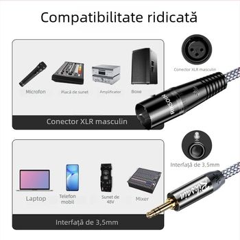 Cablu Rexon XLR 3,5 mm la XLR masculin – pentru microfon cu condensator și mixer, nucleu din cupru, CCC certificare