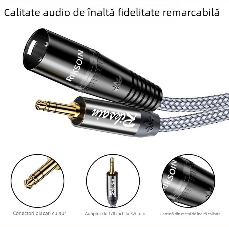 Cablu Rexon XLR 3,5 mm la XLR masculin – pentru microfon cu condensator și mixer, nucleu din cupru, CCC certificare