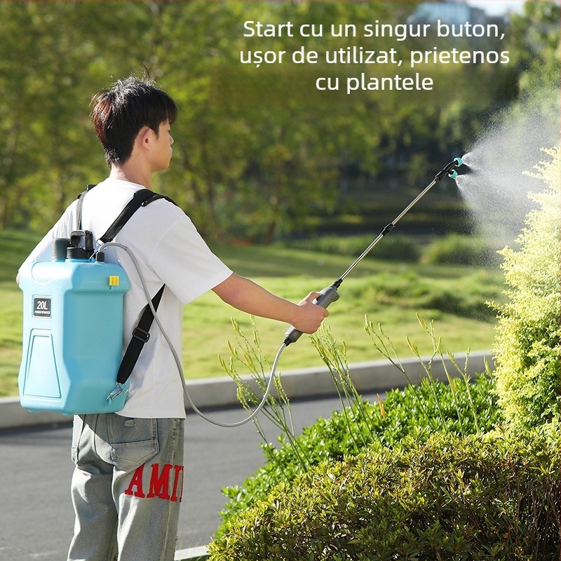 Sprayer purtat pe umăr, 20 L, HDPE, reîncărcabil, pentru pesticide, dezinfectare și atomizare