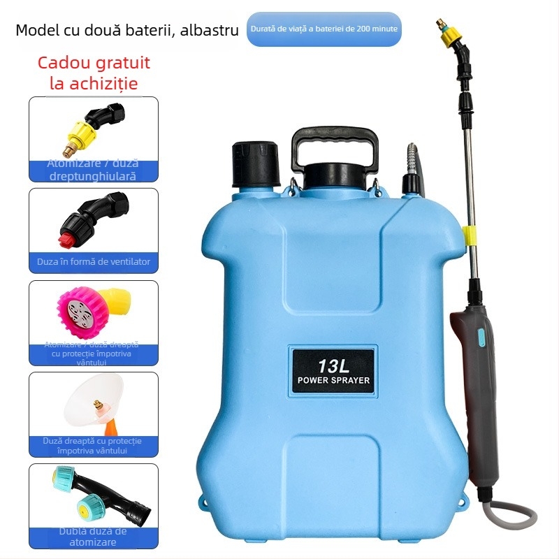 Sprayer purtat pe umăr, 20 L, HDPE, reîncărcabil, pentru pesticide, dezinfectare și atomizare