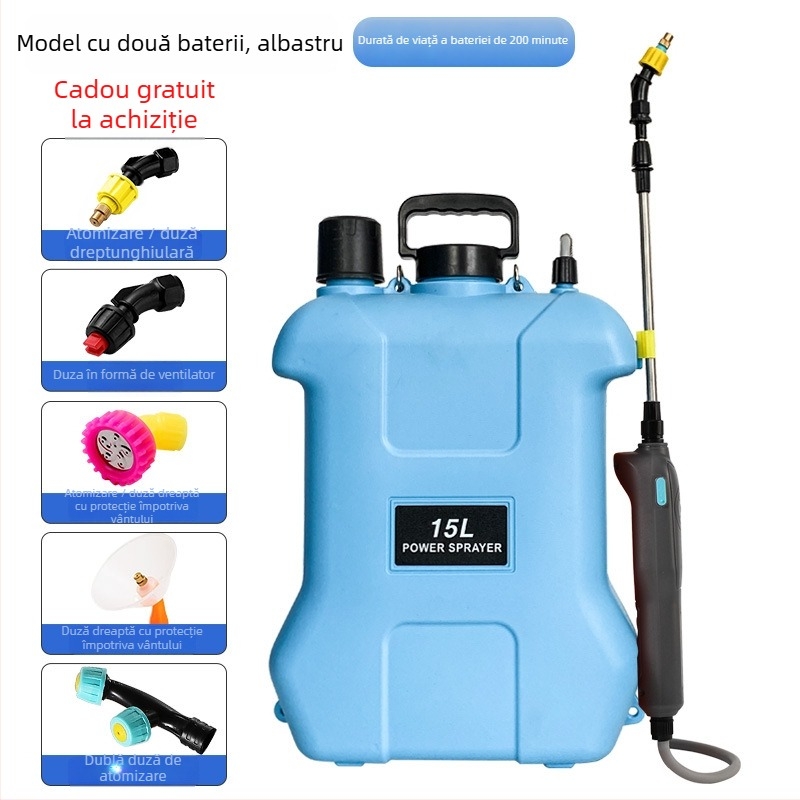 Sprayer purtat pe umăr, 20 L, HDPE, reîncărcabil, pentru pesticide, dezinfectare și atomizare