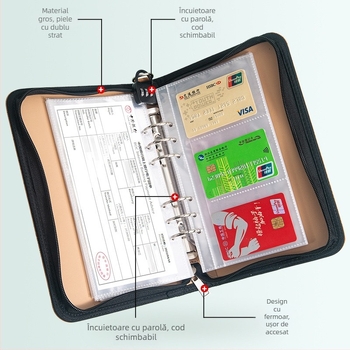 Organizator pentru carnet de bancnote și numerar — model relief, material PU, seria Relief, Tongyi Culture