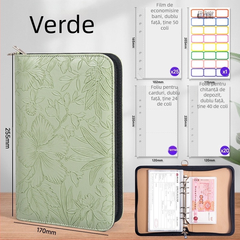 Organizator pentru carnet de bancnote și numerar — model relief, material PU, seria Relief, Tongyi Culture