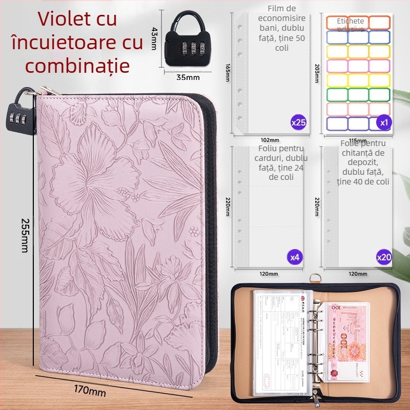 Organizator pentru carnet de bancnote și numerar — model relief, material PU, seria Relief, Tongyi Culture