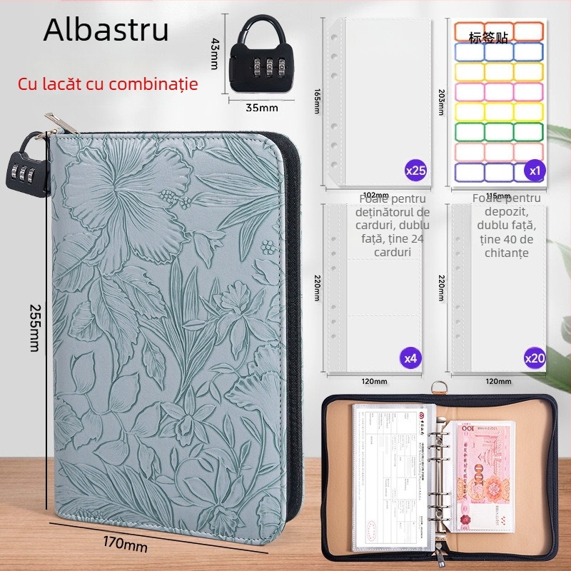 Organizator pentru carnet de bancnote și numerar — model relief, material PU, seria Relief, Tongyi Culture