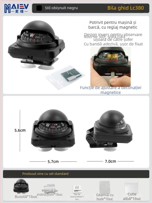 Maiev LC760 busolă nautică cu reglajul deviației magnetice, pentru utilizare la bord (mașină/iaht)