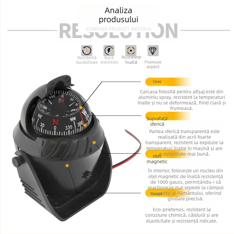 Maiev LC760 busolă nautică cu reglajul deviației magnetice, pentru utilizare la bord (mașină/iaht)