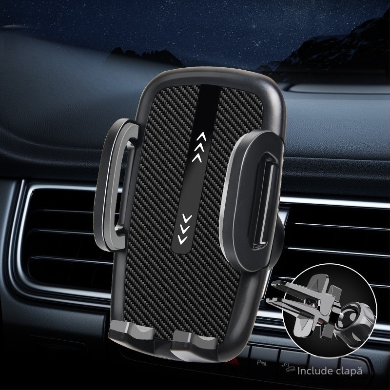 Suport pentru telefon auto pentru bord, montaj cu ventuză, stil minimalist, universal, rotire de 360° (fără baterie; montaj cu ventuză; rotire 360°; universal; minimalist)