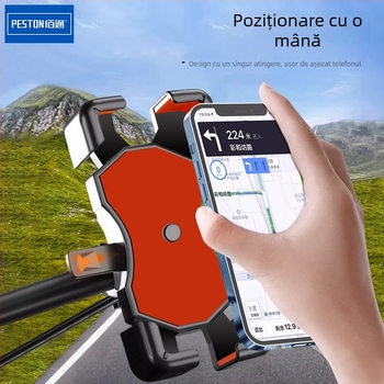 Suport pentru telefon pe ghidon cu amortizare antișoc pentru motociclete, biciclete și biciclete electrice