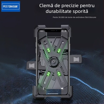 Suport pentru telefon pe ghidon cu amortizare antișoc pentru motociclete, biciclete și biciclete electrice