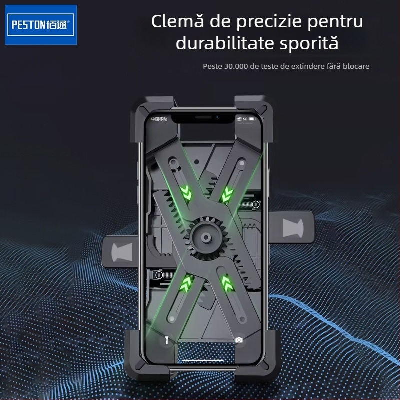 Suport pentru telefon pe ghidon cu amortizare antișoc pentru motociclete, biciclete și biciclete electrice