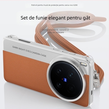 Husă de protecție pentru Vivo X200 Ultra seria, design texturat din piele și stil cameră, material PC, finisaj emboss, disipare a Căldurii și protecție anti-cadere