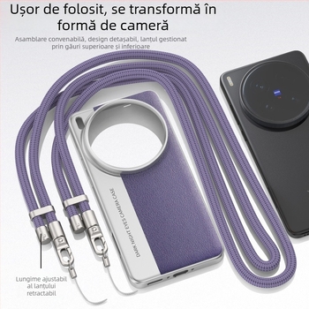 Husă de protecție pentru Vivo X200 Ultra seria, design texturat din piele și stil cameră, material PC, finisaj emboss, disipare a Căldurii și protecție anti-cadere