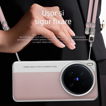 Husă de protecție pentru Vivo X200 Ultra seria, design texturat din piele și stil cameră, material PC, finisaj emboss, disipare a Căldurii și protecție anti-cadere