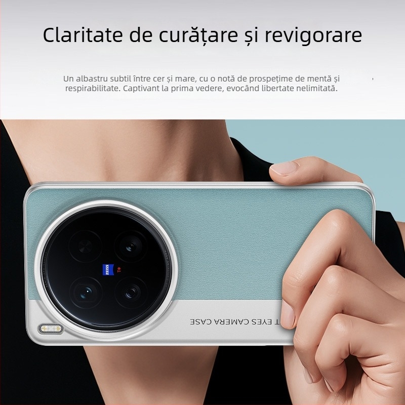 Husă de protecție pentru Vivo X200 Ultra seria, design texturat din piele și stil cameră, material PC, finisaj emboss, disipare a Căldurii și protecție anti-cadere