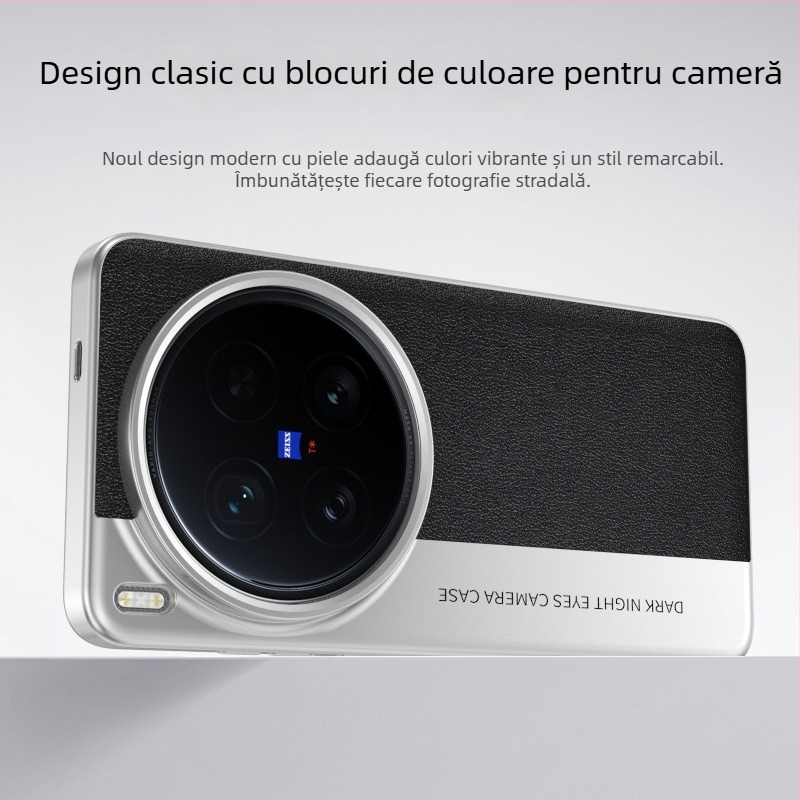 Husă de protecție pentru Vivo X200 Ultra seria, design texturat din piele și stil cameră, material PC, finisaj emboss, disipare a Căldurii și protecție anti-cadere