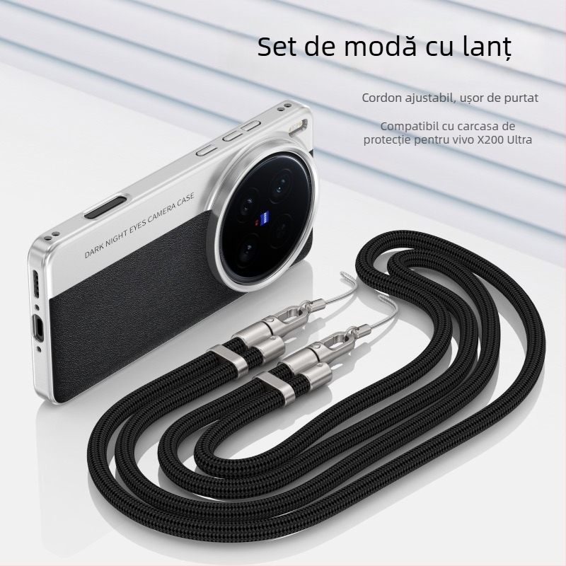 Husă de protecție pentru Vivo X200 Ultra seria, design texturat din piele și stil cameră, material PC, finisaj emboss, disipare a Căldurii și protecție anti-cadere