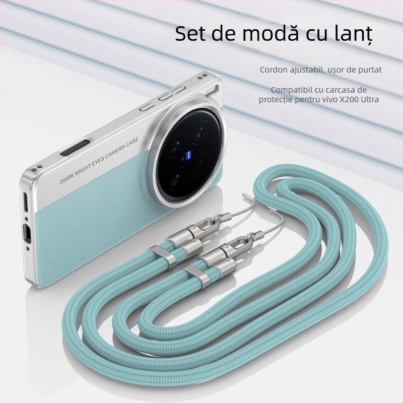 Husă de protecție pentru Vivo X200 Ultra seria, design texturat din piele și stil cameră, material PC, finisaj emboss, disipare a Căldurii și protecție anti-cadere