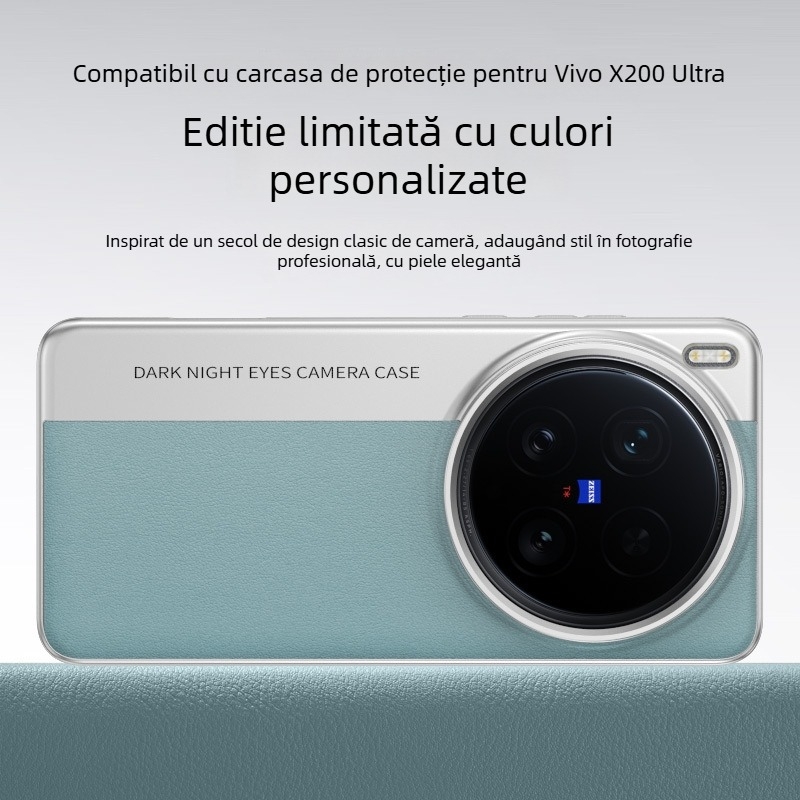 Husă de protecție pentru Vivo X200 Ultra seria, design texturat din piele și stil cameră, material PC, finisaj emboss, disipare a Căldurii și protecție anti-cadere