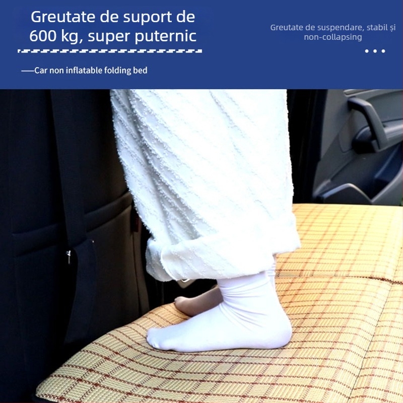 Saltea auto pliabilă neinflabilă pentru bancheta din spate – odihnă în călătorie, potrivire generală, capacitate de încărcare maximă 600 kg