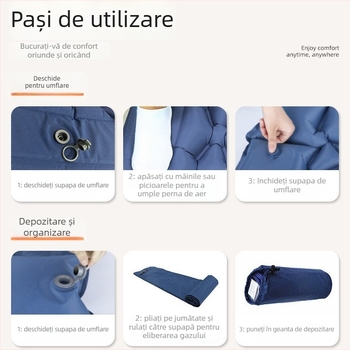 Pat gonflabil pentru camping cu pompă cu pedală – greutate 860 g; sarcină maximă 150 kg; material suprafață 70D TPU acoperire