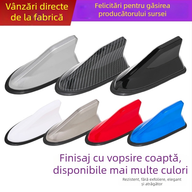 Antena auto în formă de aripă de rechin, corp ABS, MT1202, compatibilitate universală, antenă decorativă pentru semnal FM/AM