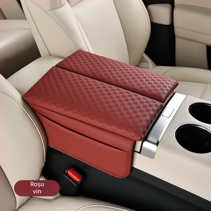 Cutie pentru cotieră auto cu deschidere dublă și capac din piele pentru depozitare (Material: Piele; Modele compatibile: Universale; Brand: Special; Brand privat autorizat: Da)